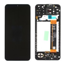 Ekranas Samsung A135 A13 4G su lietimui jautriu stikliuku ir rėmeliu originalus Black (service pack)