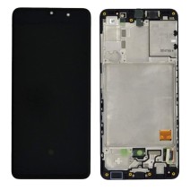 Ekranas Samsung A415 A41 su lietimui jautriu stikliuku ir rėmeliu originalus Black (service pack)
