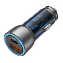 Automobilinis įkroviklis Hoco NZ8 43W USB-A/Type-C PD25W+QC3.0 mėlynas