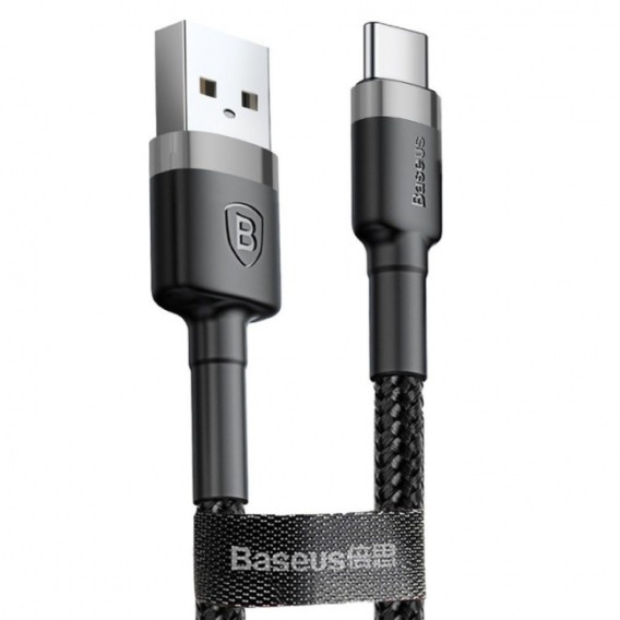 USB kabelis Baseus Cafule microUSB 1.0m 2.4A pilkas-juodas CAMKLF-BG1