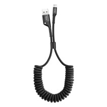 USB kabelis Fish eye Spring Lightning 2.0A 1m juodas CALSR-01